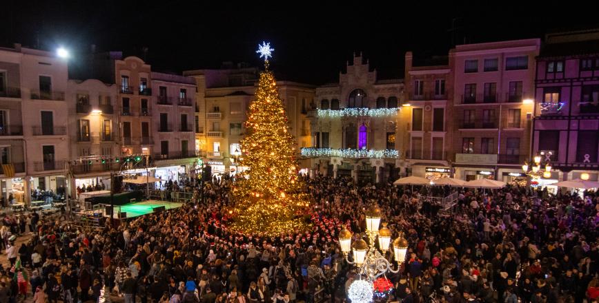 Plaça Mercadal Nadal 2022 arbre encès Plaça Mercadal Nadal 2022 arbre encès