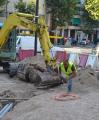 Foto de les obres de construcció de la nova rotonda de la plaça de Villlaroel