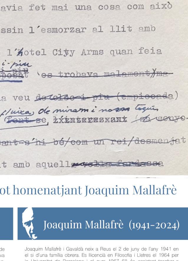 Bloomsday a la Biblioteca. Tot homenatjant Joaquim MallafrèE