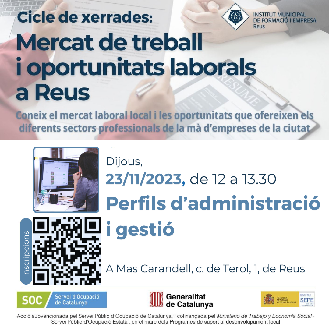 Mercat de treball i oportunitats laborals a Reus. Sector administració