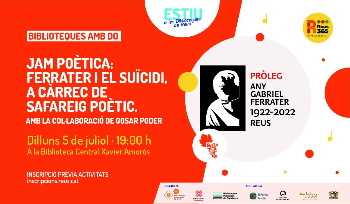 Biblioteca Central Xavier Amorós: Jam poètica - Ferrater i el suïcidi, a càrrec de Safareig poètic