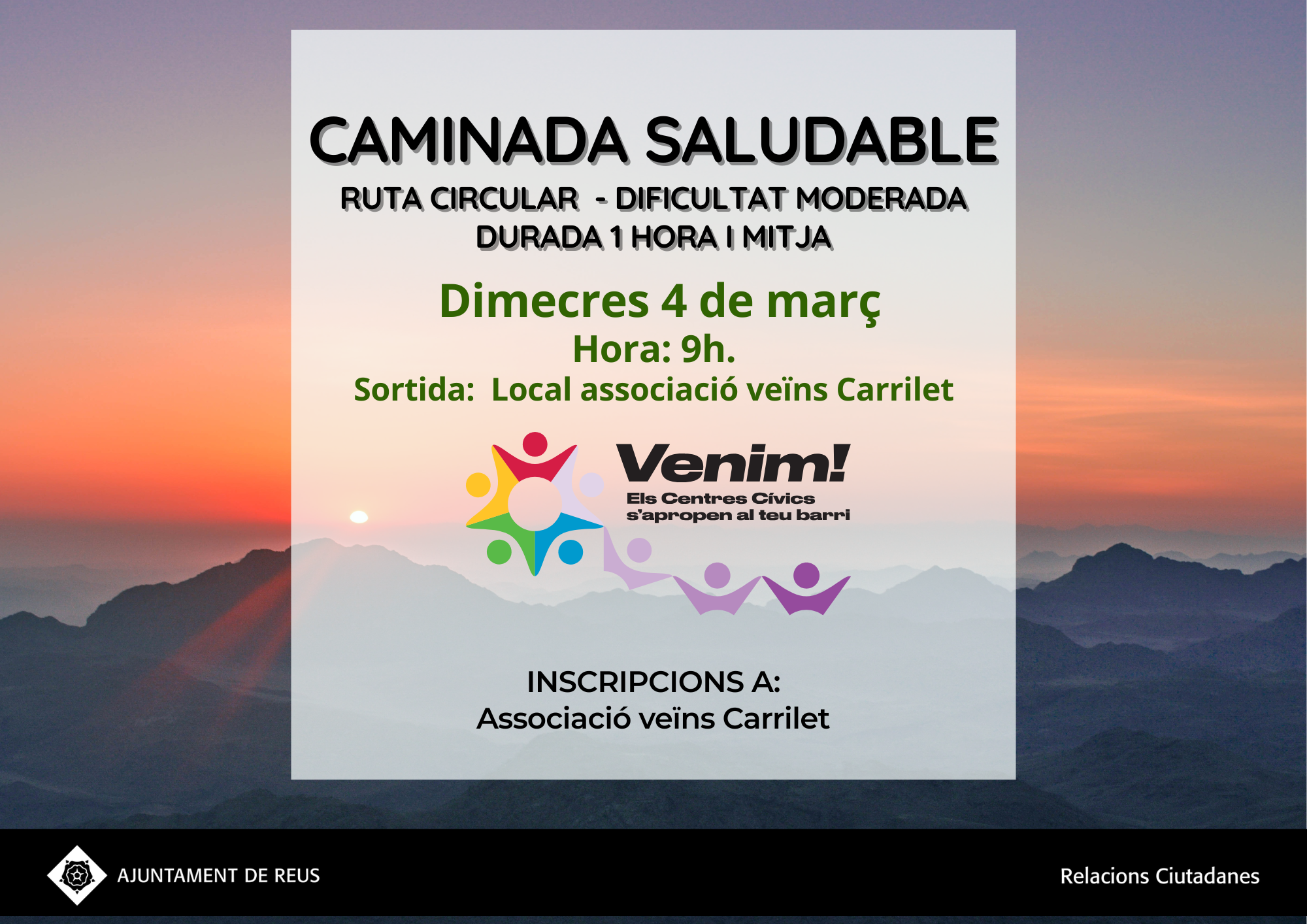 Caminada saludable - sortida barri Carrilet i Pastoreta 