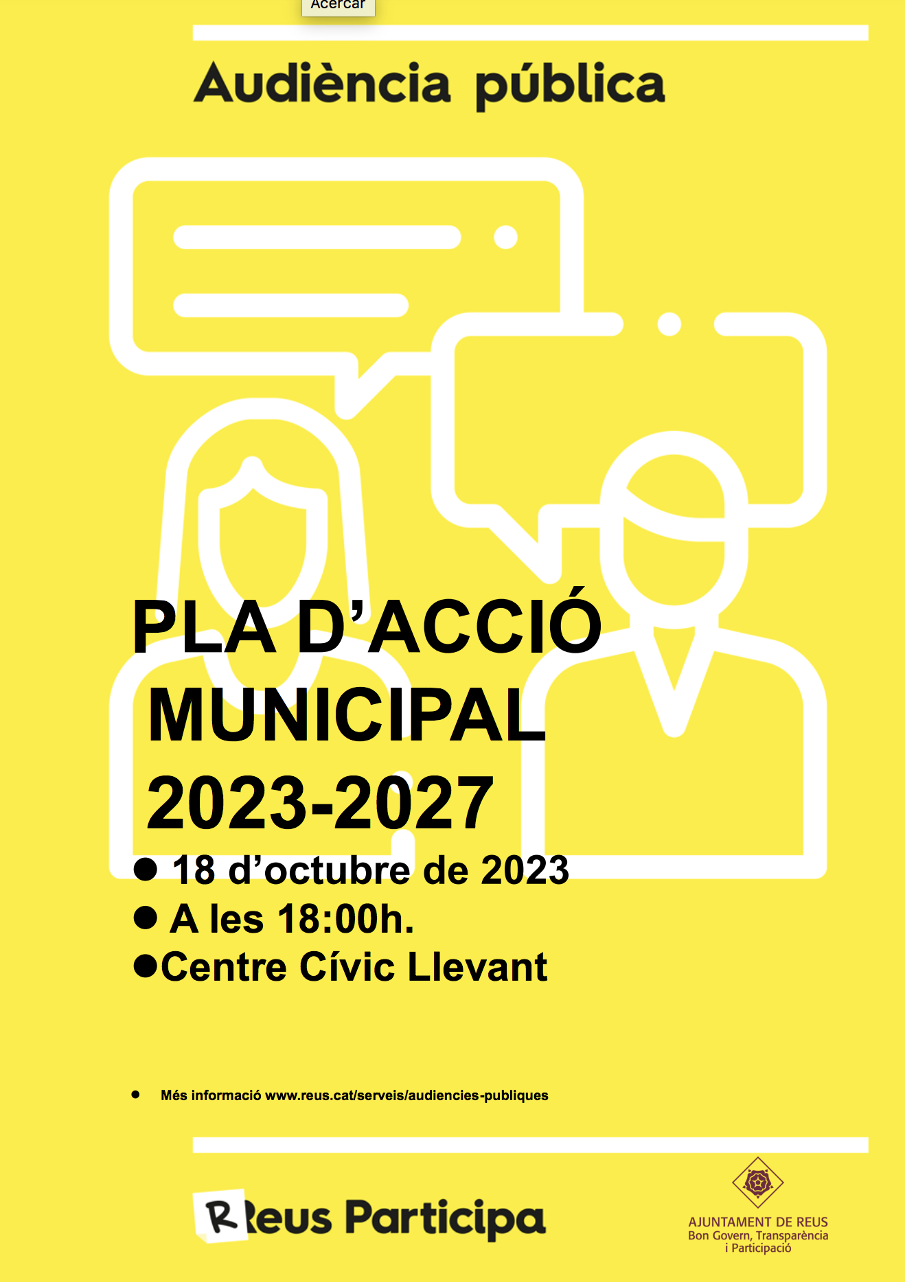 L’audiència pública del Pla d'Acció Municipal 2023-2027 