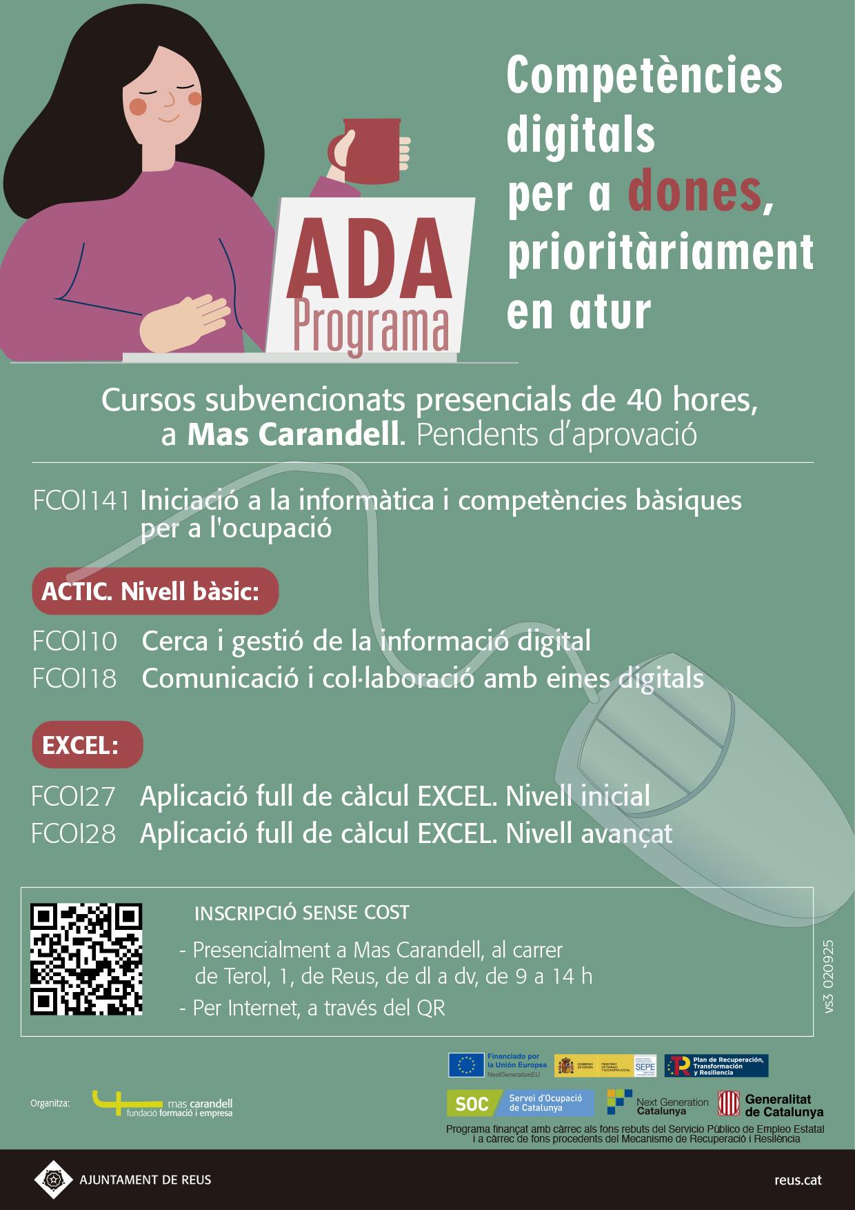 Sessió informativa dels cursos subvencionats del Programa ADA