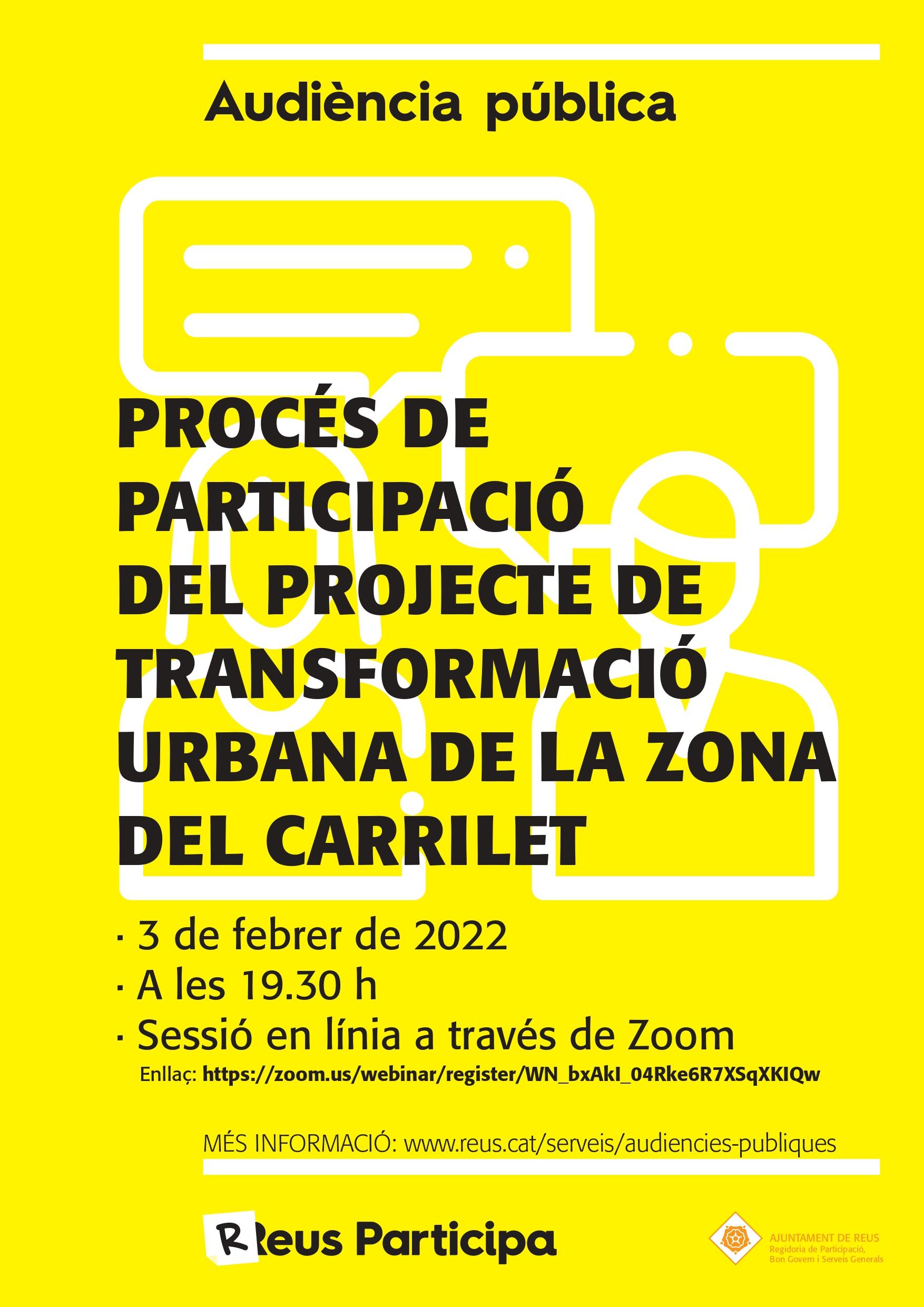 Audiència Pública procés de participació del projecte de transformació urbana de la zona del Carrilet