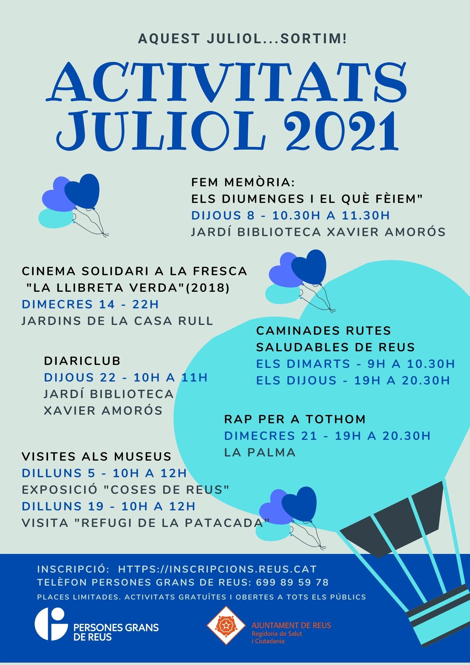 ACTIVITATS JULIOL 2021 PERSONES GRANS DE REUS