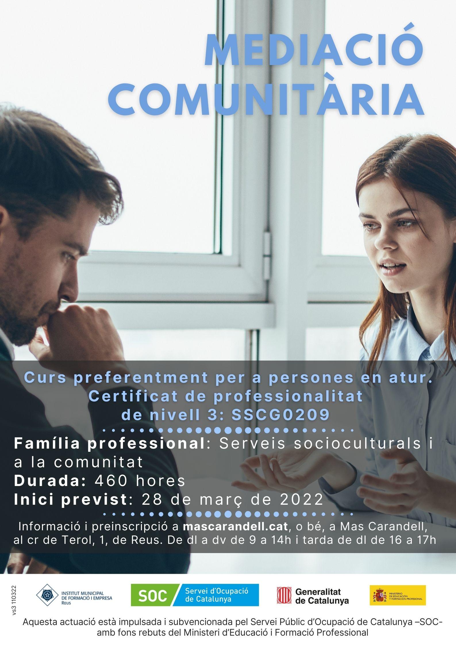 Sessió informativa del curs de Mediació comunitària (SSCG0209)