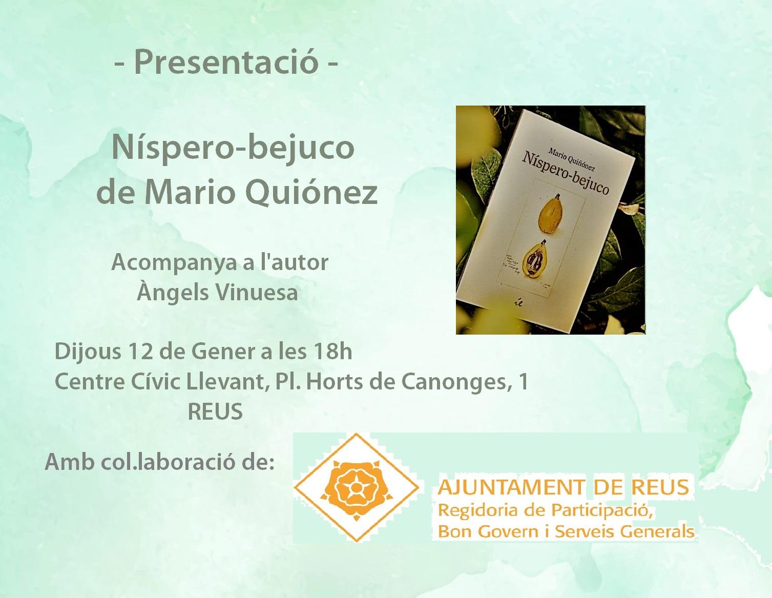 Presentació del llibre Níspero-bejuco del salvadoreny Mario Quiñónez