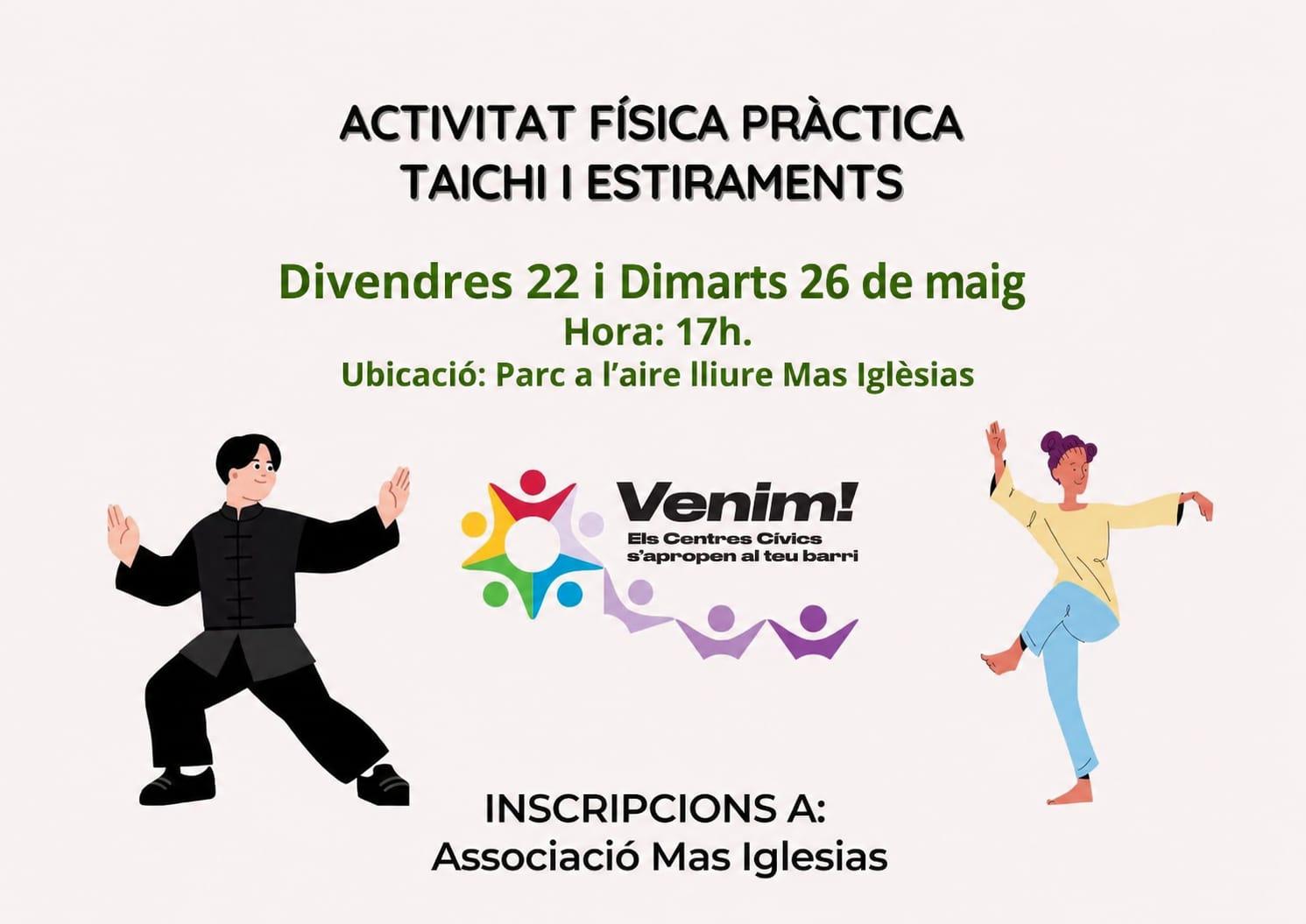 Activitat física pràctica de Taitxí i  estiraments al parc del Mas Iglesias 