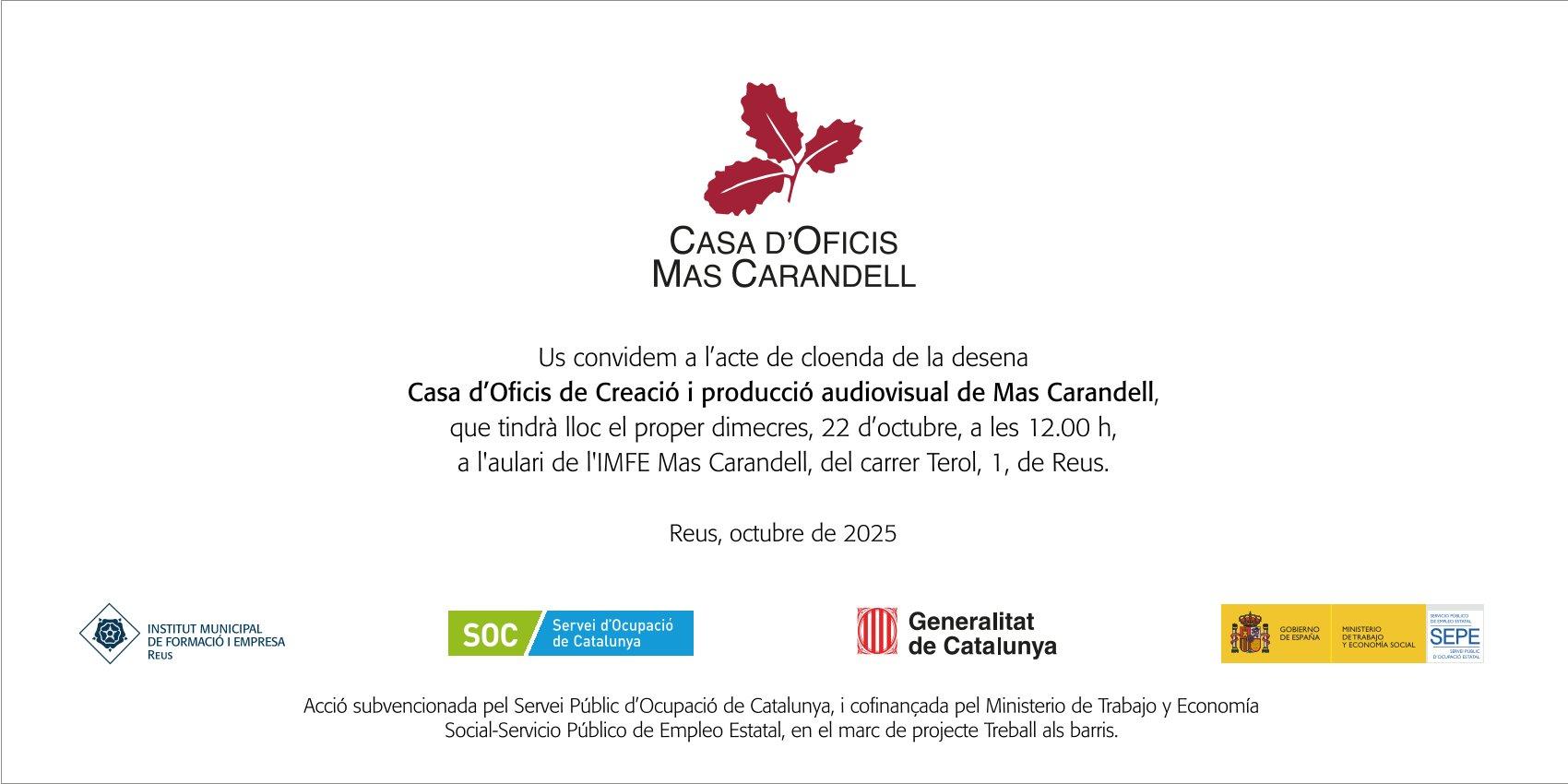 Acte de cloenda de la 10a Casa d'Oficis de Creació i producció audiovisual