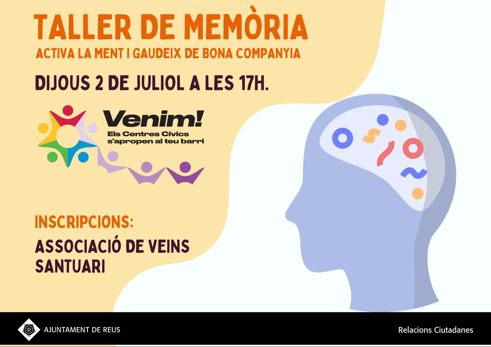Taller de memòria - Activa la ment i gaudeix de bona companyia. 