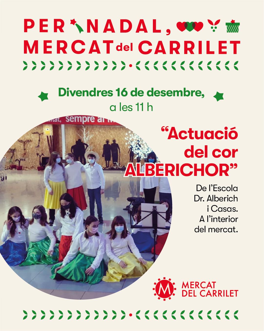 Actuació del cor de l'escola Dr. Alberich i Casas al Mercat del Carrilet