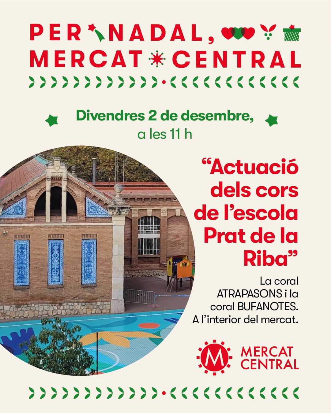 Actuació dels cors de l'escola Prat de la Riba al Mercat Central