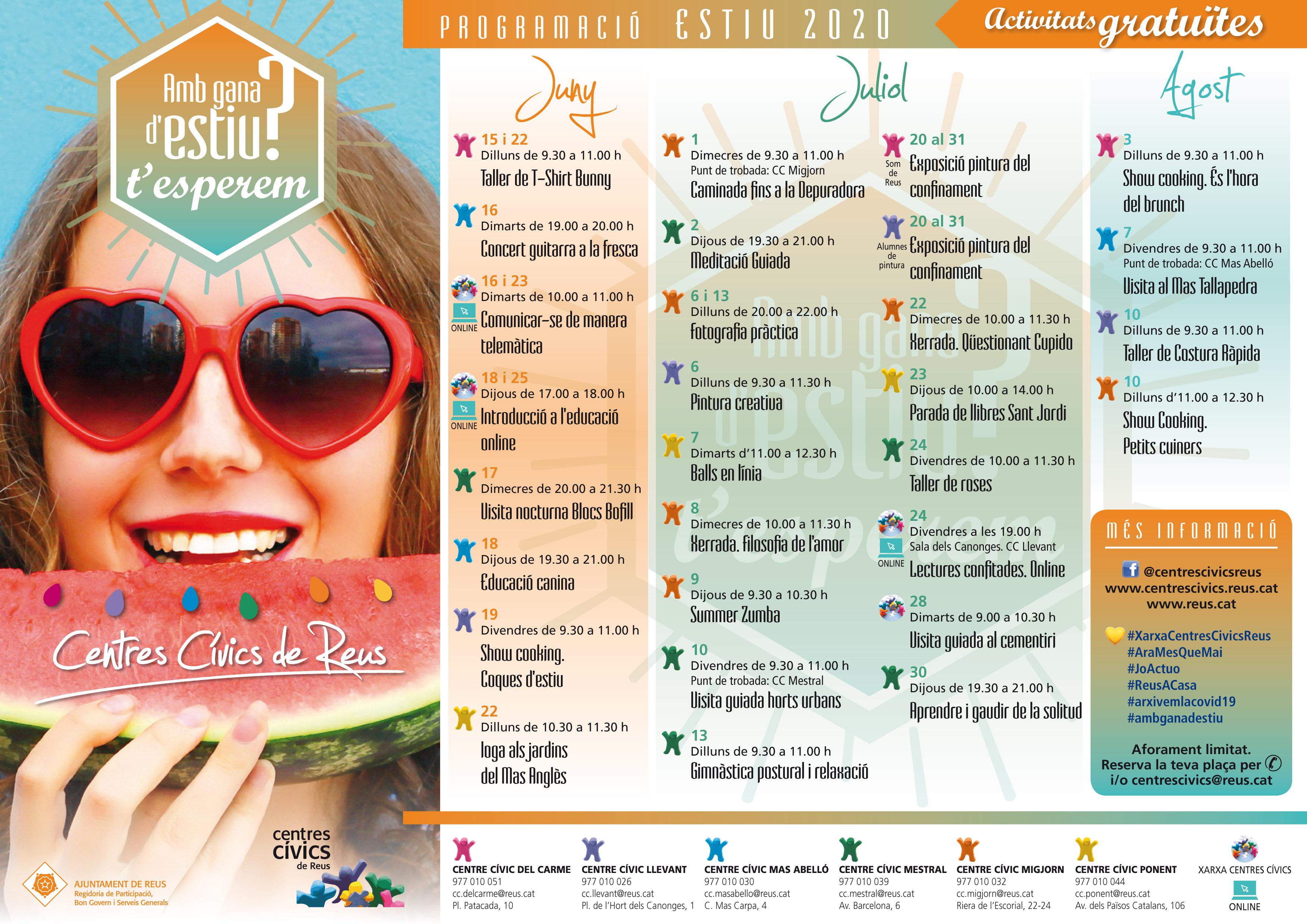 PROGRAMACIÓ D'ESTIU CENTRES CÍVICS 2020