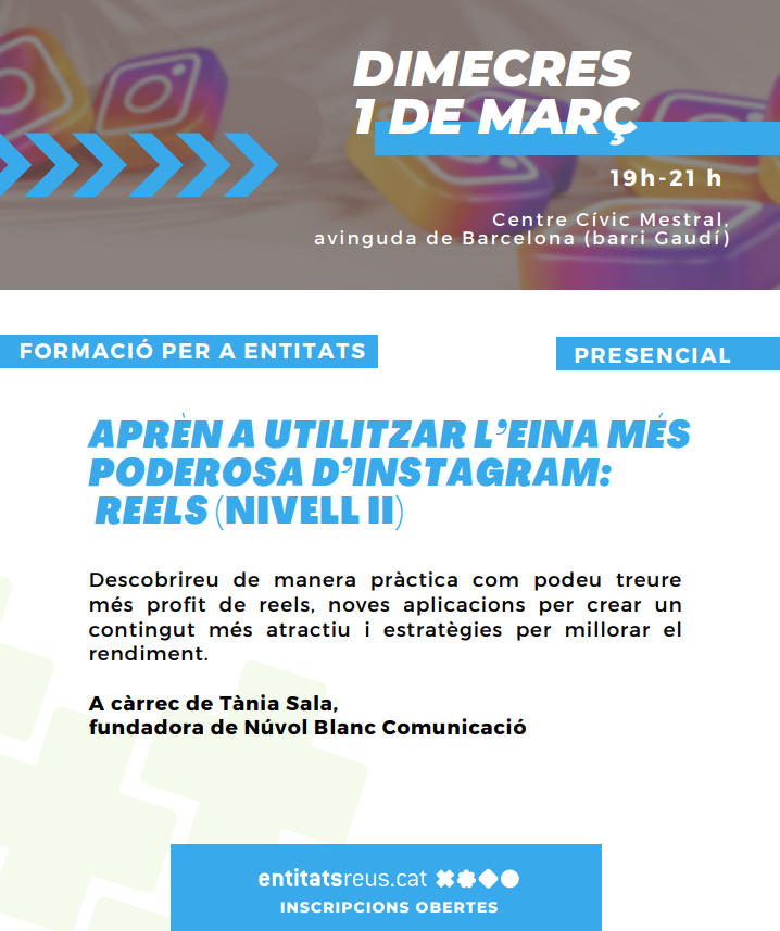 Aprèn a utilitzar l´eina més poderosa d´ Instagram: Reels (nivell II)