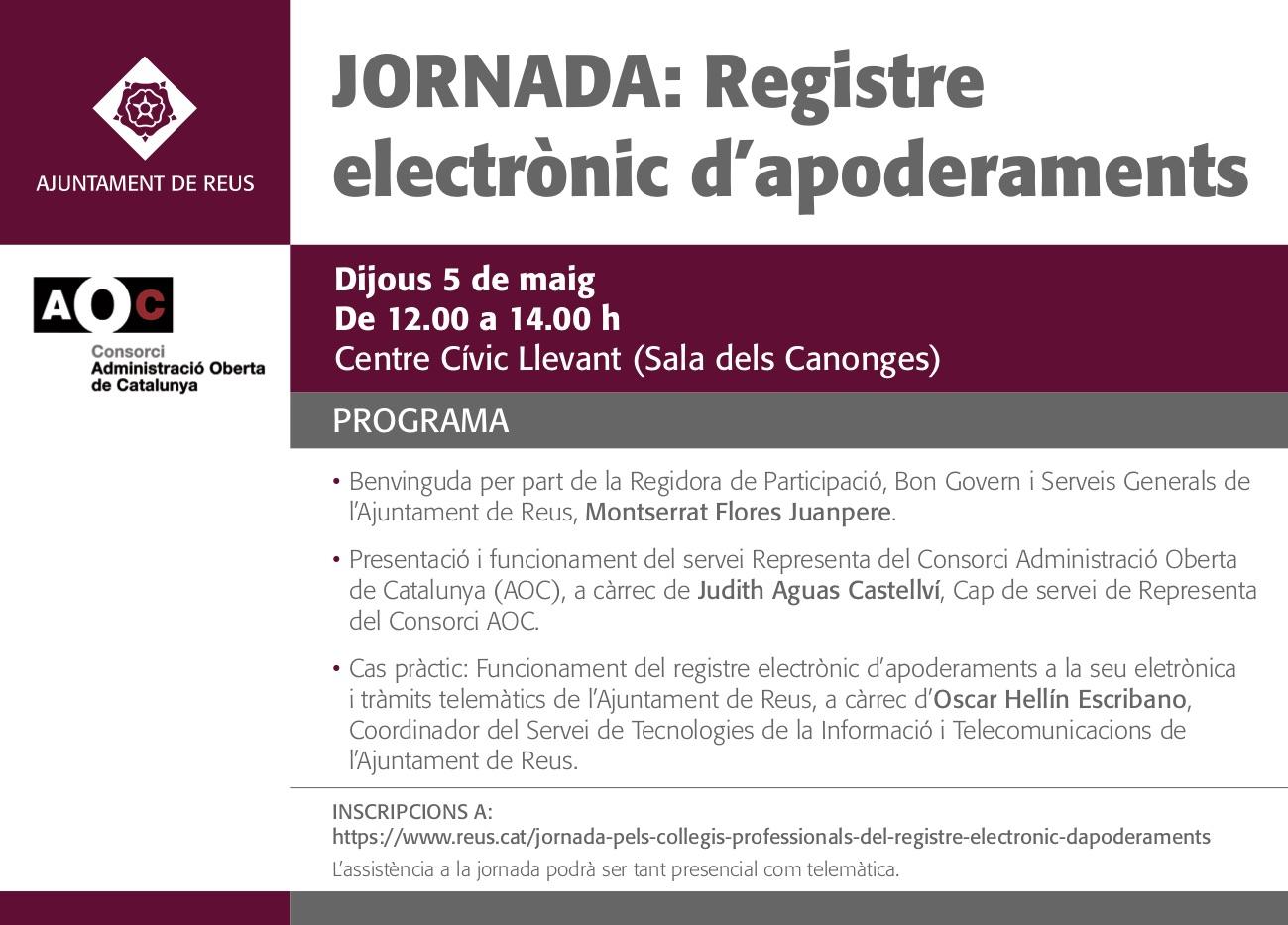 Jornada per a col·legis professionals sobre el Registre electrònic d'apoderaments