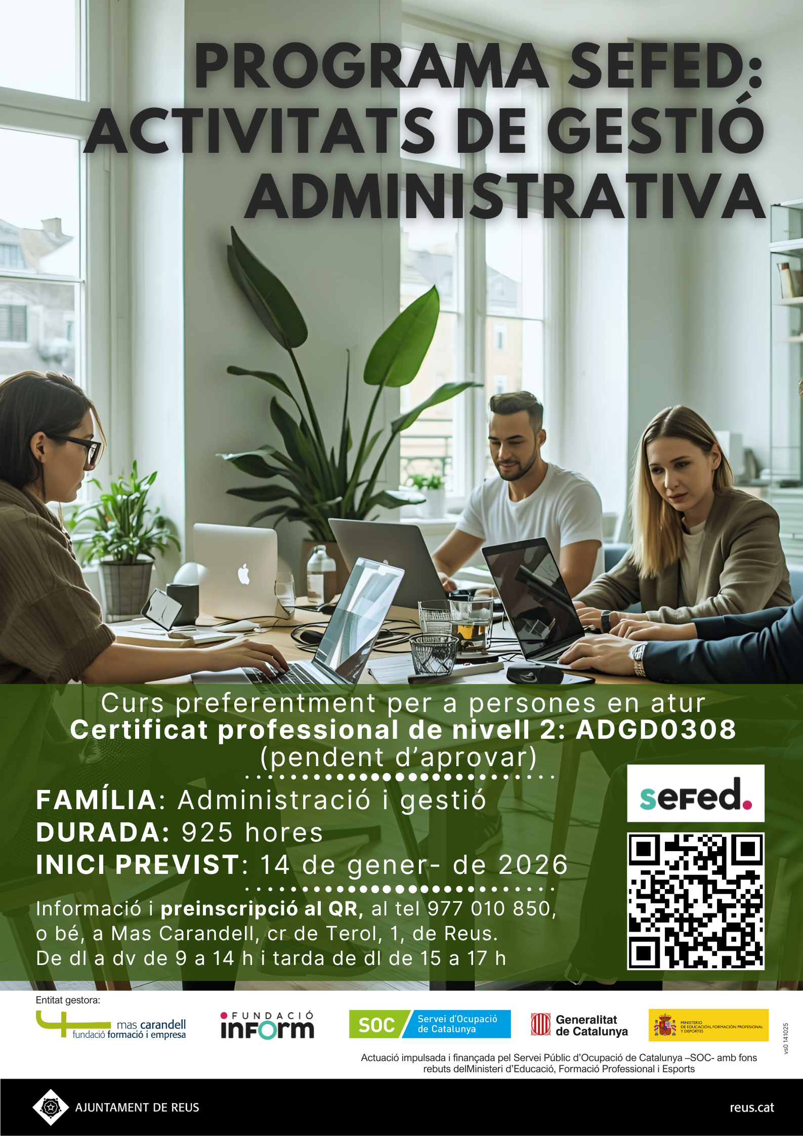 Sessió informativa del Programa SEFED - Activitats de gestió administrativa (ADGD0308)