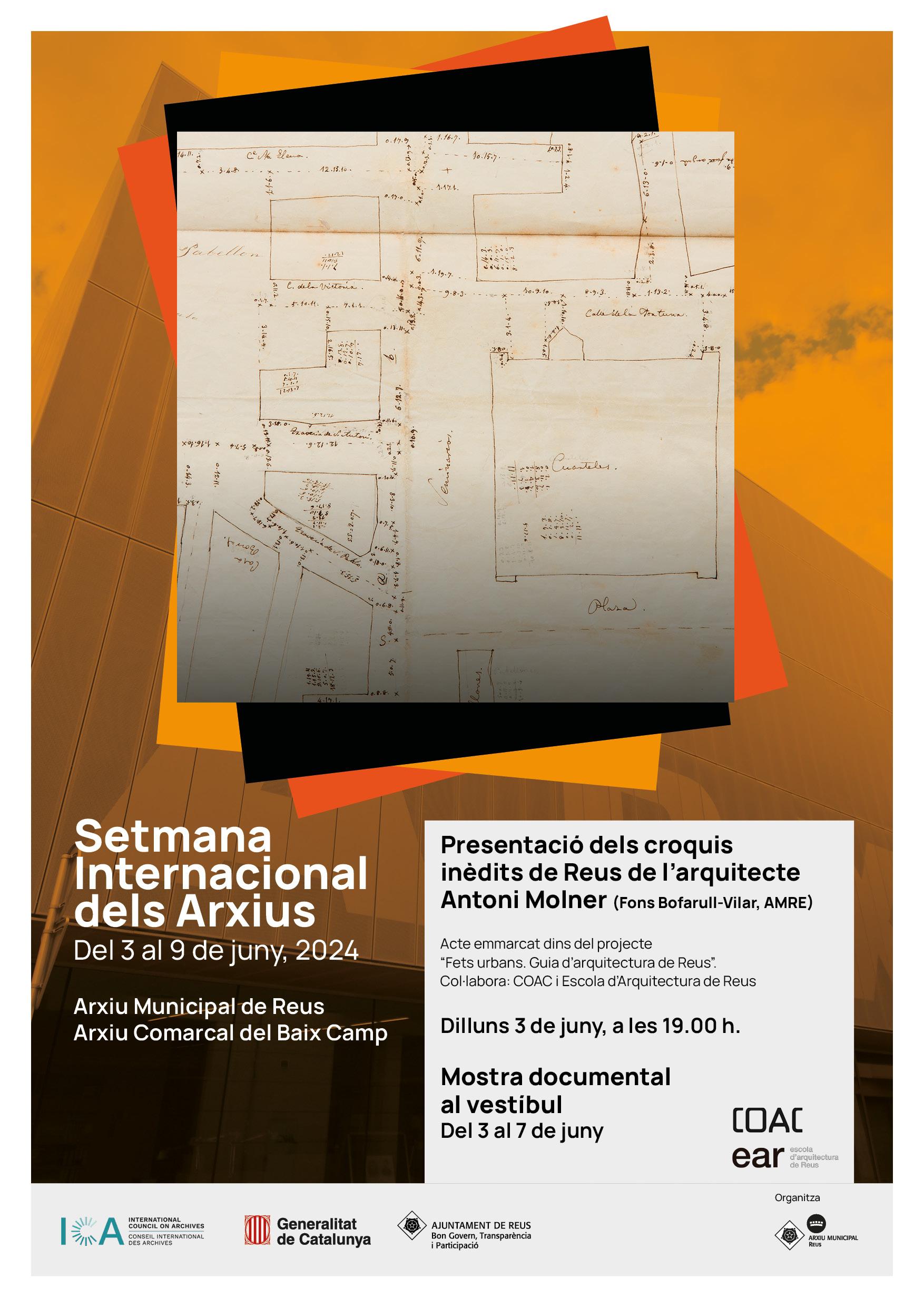 Presentation of the unpublished sketches of Reus by the architect Antoni Molner (Bofarull-Vilar Fund).E