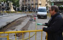 Foto de les obres a la plaça de Catalunya