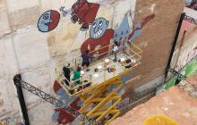 Imatge del mural que s'ha realitzat coincidint amb el procés participatiu del Consell de Joves a Secundària