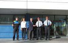 L'alcalde de Reus i la regidora de Seguretat amb els caps de Mossos d'Esquadra i de la Guàrdia Urbana.