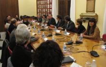 Reunió del conseller Josep Lluís Cleries amb l'alcalde de Reus i la xarxa de distribució d'aliments de la ciutat.