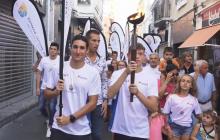 Imatge del pas de la torxa dels Special Olympics per la ciutat de Badalona aquest estiu