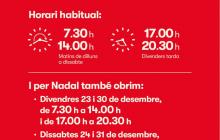 Horaris Mercat Carrilet festes Nadal
