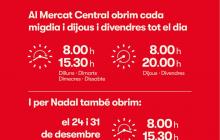 Horaris Mercat Central festes Nadal