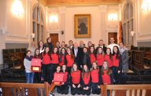 Foto de la recepció als equips de patinatge del Reus Deportiu participants als Campionats d'Espanya 2016