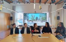 Roda de premsa de presentació de la nova zona verda de davant la biblioteca