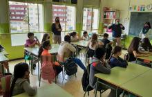 Roda de premsa d'Infants Ciutadans a l'Escola Misericòrdia