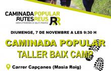 Cartell caminada popular Taller Baix Camp