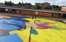 Pintada horitzontal a l'Escola Doctor Alberich i Casas