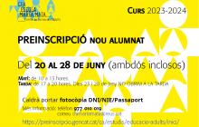 Cartell preinscripció CFA Escola Marta Mata 2023