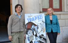 El director artístic de Trapezi, Leandro Mendoza (esquerra) i Montserrat Caelles han presentat el cartell de Trapezi 2018