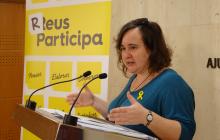 Imatge de la regidora de Participació, Ciutadania i Transparència, Montserrat Flores, aquest dimarts a la sala de premsa
