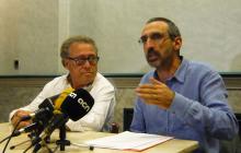 Imatge de la roda de premsa de balanç del COS 2014, amb Joaquim Sorio i Lluís Graells