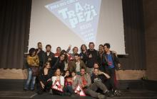 Foto de família dels membres de les companyies que actuaran a Trapezi 2015 aquest dimarts a Barcelona