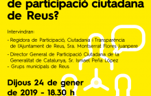 Imatge cartell acte presentació Reglament participació ciutadana Reus 2019